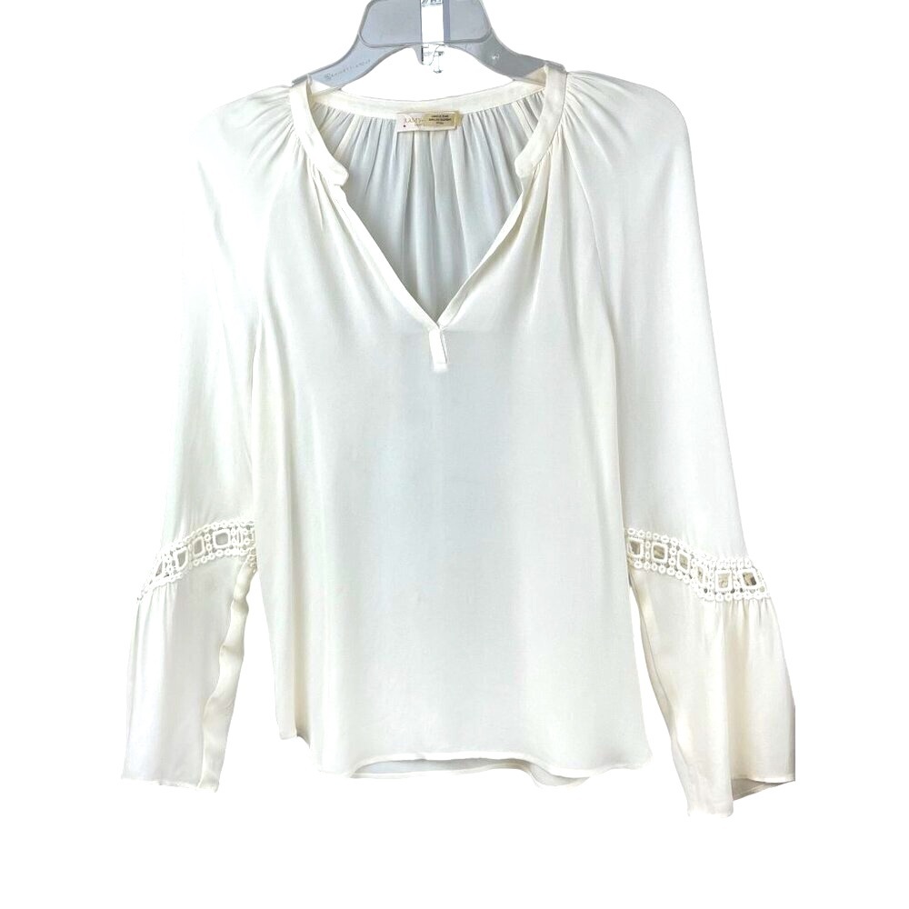 Ramy Brook womens silk top XS. Sold at Revolve Ivory long sleeves